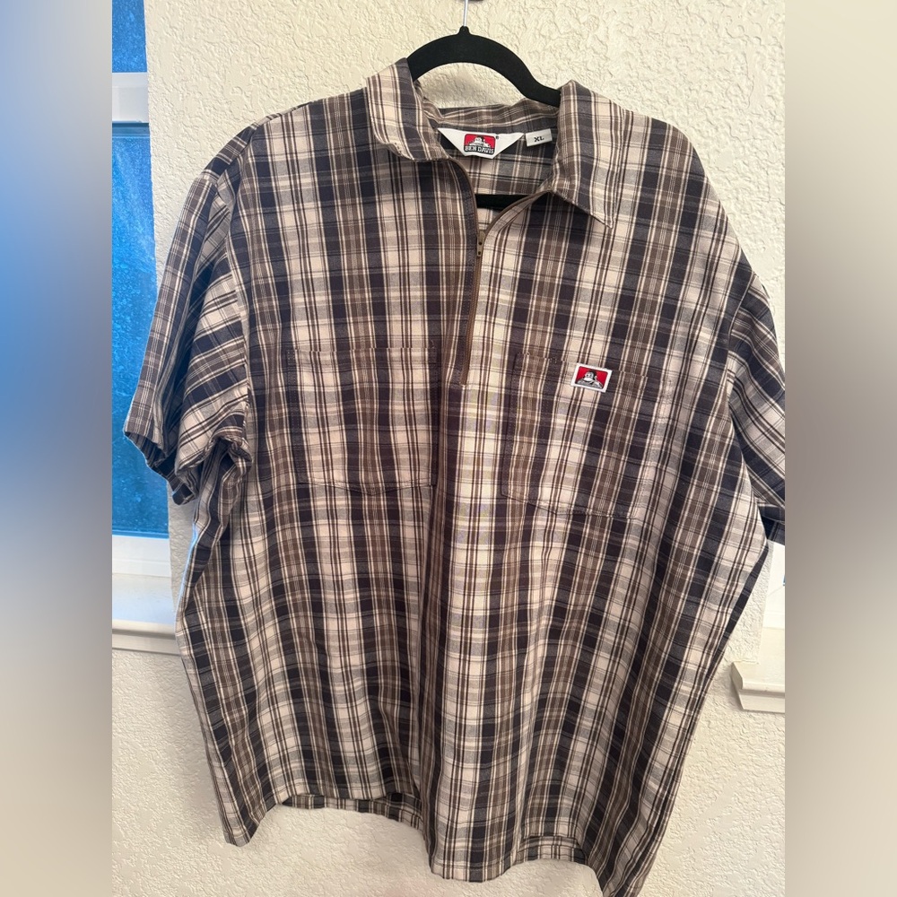 Work Wear & Utility Shirt Ben Davis Shirt Sleeve Plaid 1/2 Zipper closure. - Picture 4 of 17